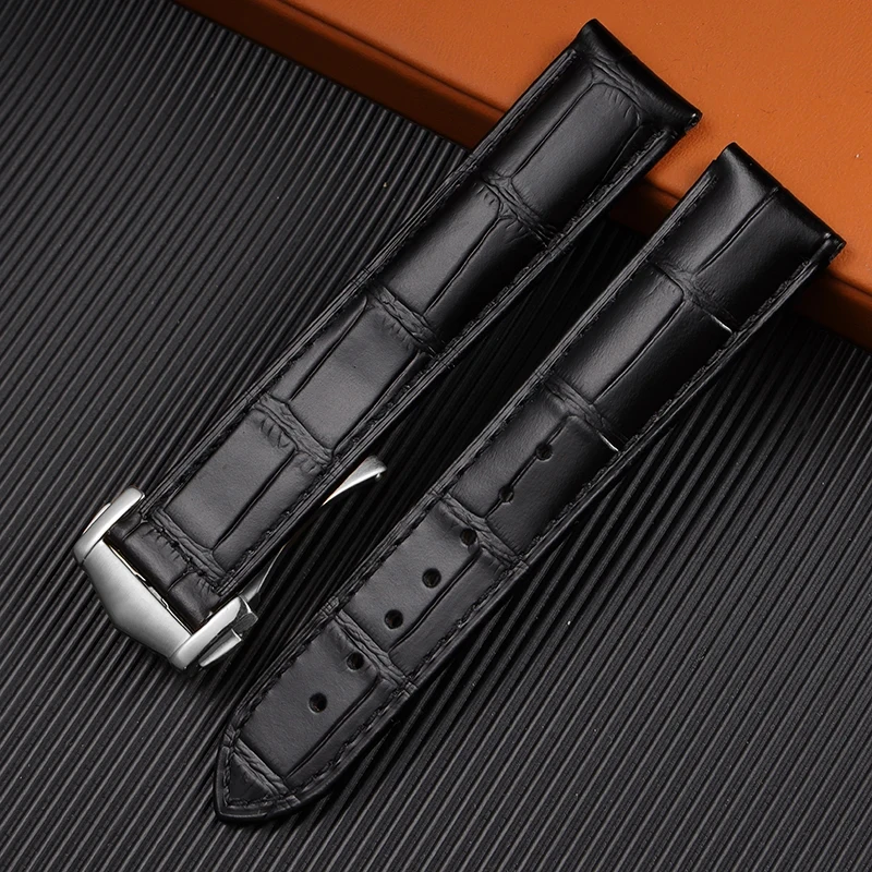 18mm19mm20mm21mm22mm Genuine Leather Watch Strap for OMEGA DE VILLE SEAMASTER SPEEDMASTER Series with Logo Watchband Accessories