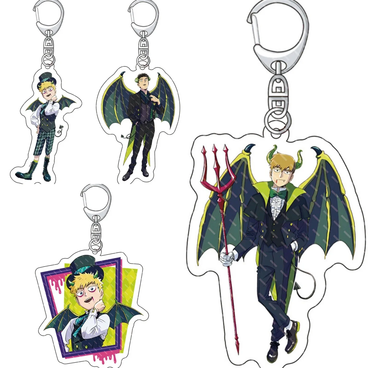 Cute Anime Mob Psycho 100 keychain Acrylic Bag Pendant key Chain Ring Keyring Accessories Jewelry For Fans Women friend Gifts