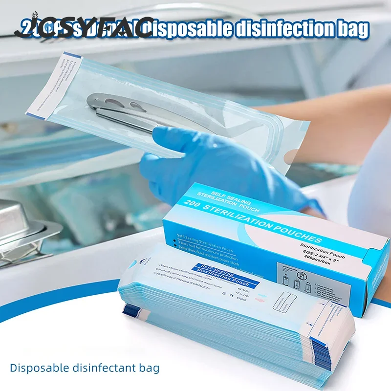 

200Pcs Self-Seal Sterilization Pouches 6 Sizes Medical-Grade Autoclavable Bags Instrument Disinfection Bag Dental Supplies