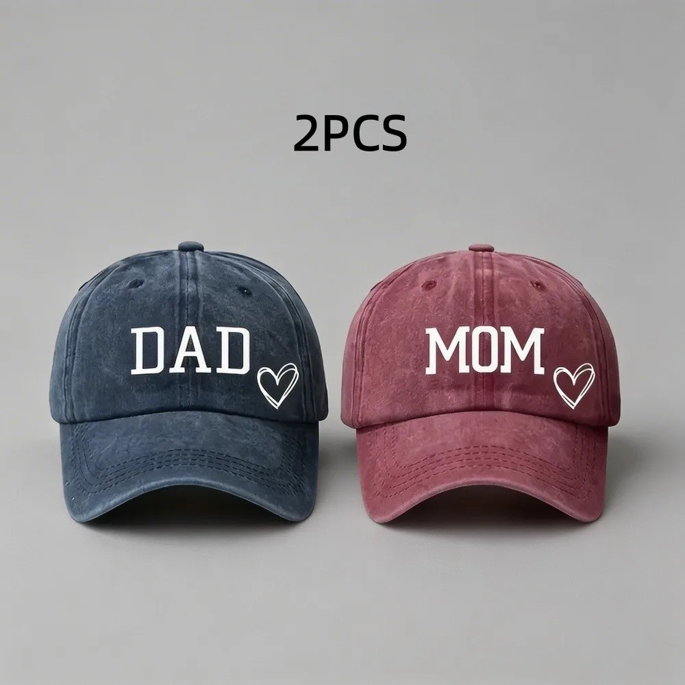 Fashion DAD MOM Love Printed Baseball Cap Washed Cotton Adjustable Couple Cap Sunscreen Hats For Man Women