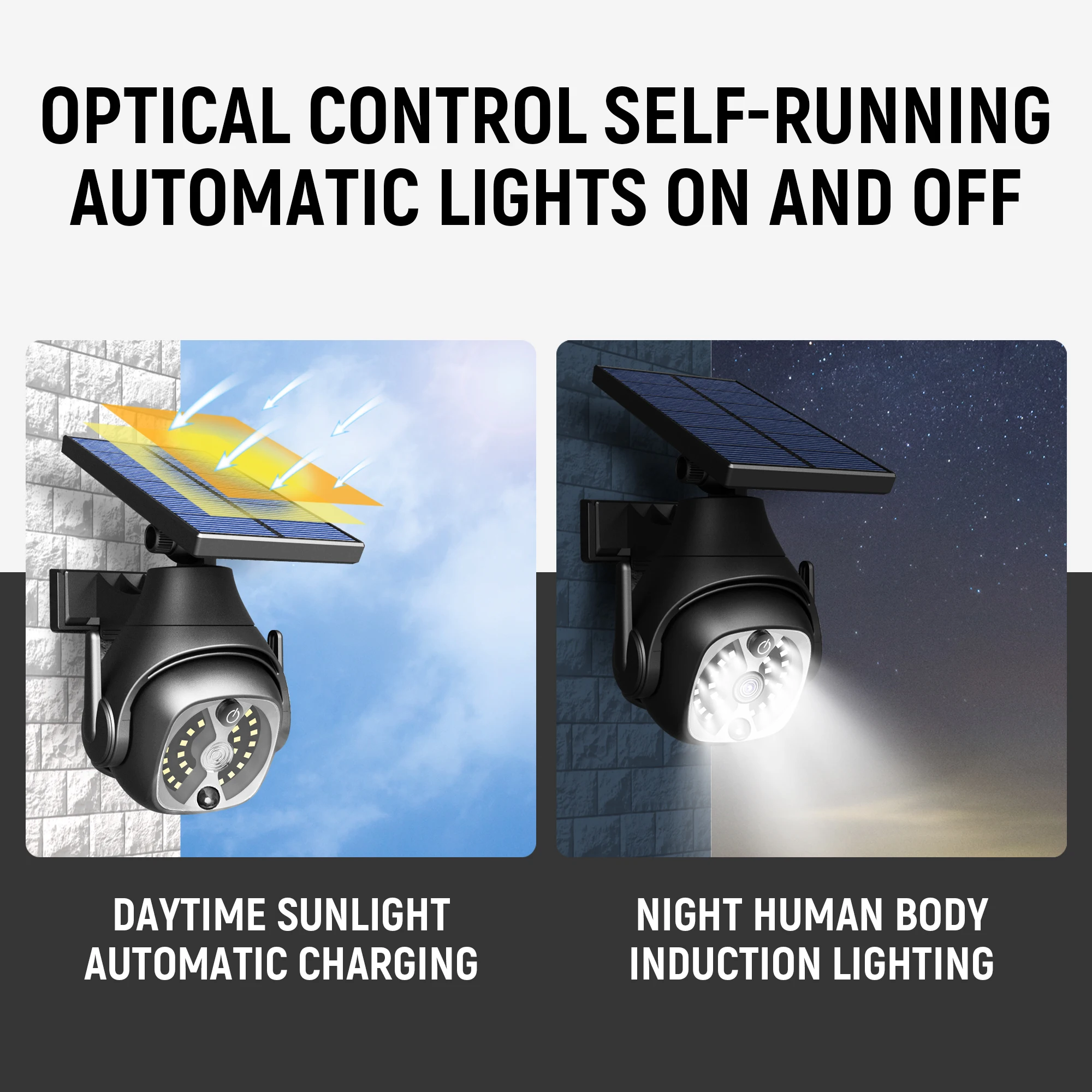 Imagem -02 - Câmera de Monitoramento de Simulação de Luz de Parede Solar Modos à Prova Dágua Ip65 Luz com Sensor de Movimento para Economia de Energia para Jardins Luz Solar