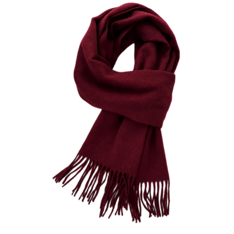 1 Piece of Burgundy New European and American Style Solid Color Blended Tassel Scarf for Women, Soft and Warm Long Shawl Scarf for Autumn and Winter, Unisex Versatile Outerwear
