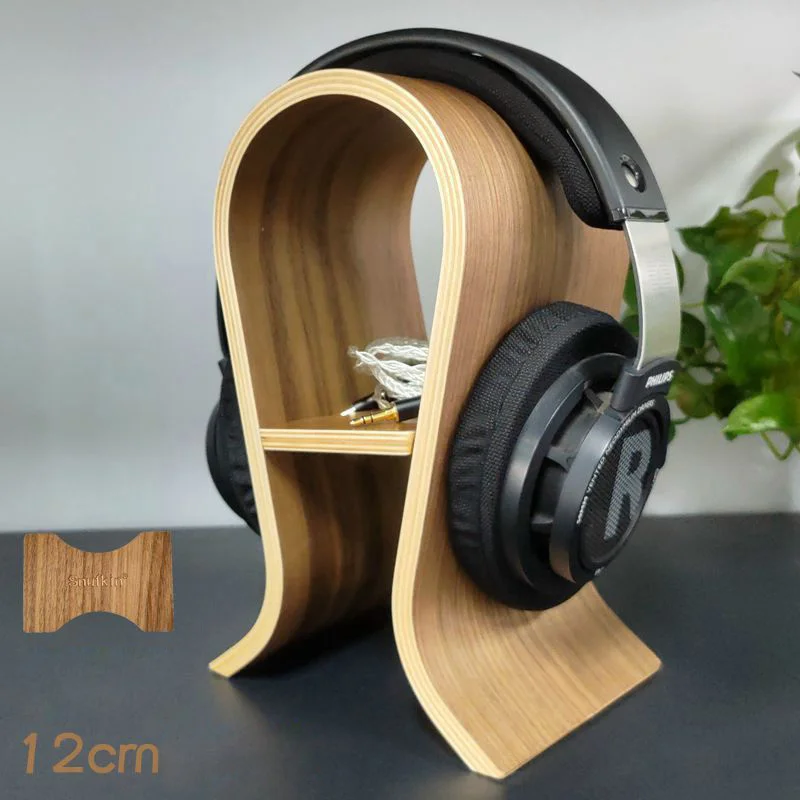 Head Mounted Headphone Stand Solid Wood Storage Holder Walnut U-shaped Eardphone Storage Stand Headset Display Rack Decoration