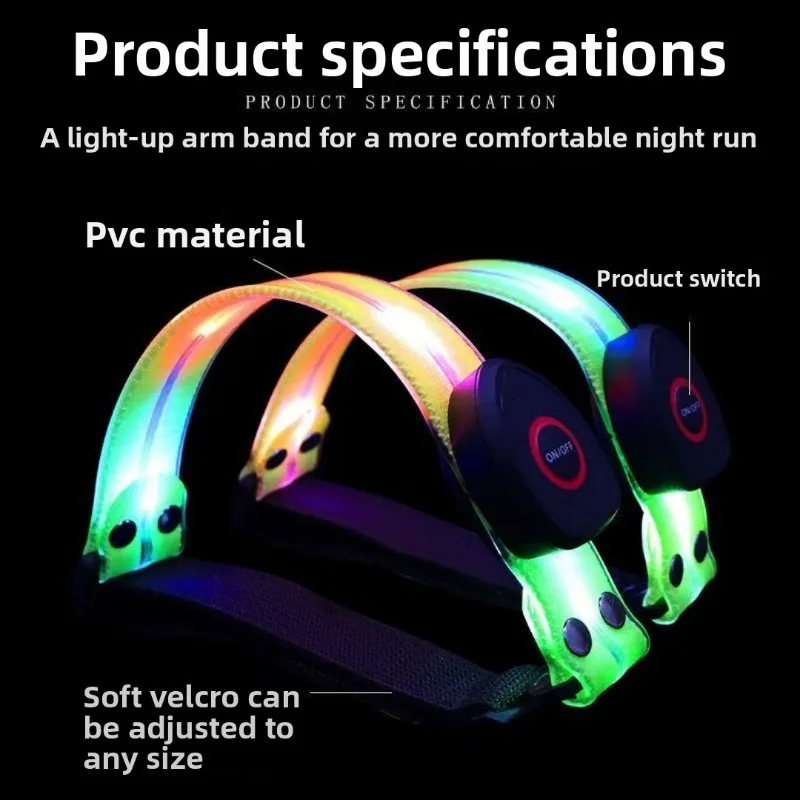 Brazalete de seguridad LED recargable por USB, pulsera reflectante para correr de noche, luz de advertencia para ciclismo, deportes al aire libre, portátil, Unisex