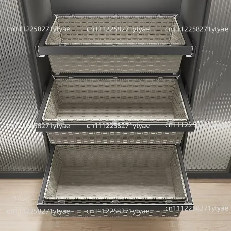 Aluminum Wardrobe Storage Drawer Shelf Under Clothes Rattan Pull Out Wardrobe Basket
