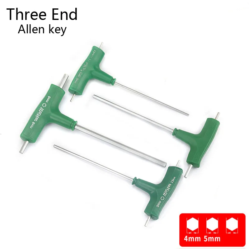 Three Head T-type Hex Key Allen Wrench Rubber Handle Flat Head Hex Universal Screwdriver Quick Snap Adapter with Two Models