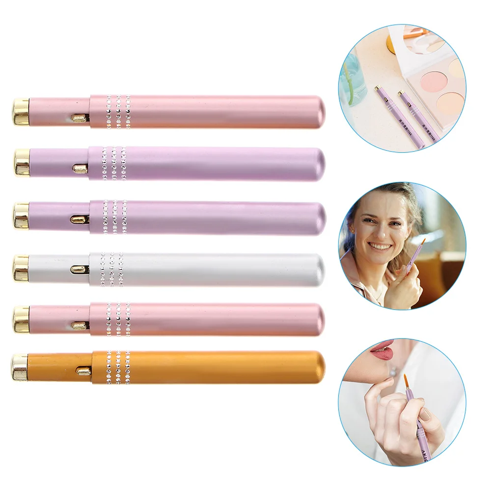 

6 Pcs Retractable Lip Brush Silicone Applicator Lipstick Makeup Accessory Professional Miss