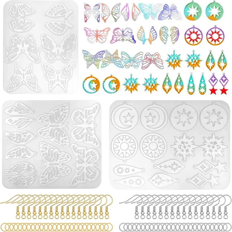 

143Pcs Resin Earring Mold Kit Silicone Resin Molds Resin Molds For Jewelry,DIY Art Craft