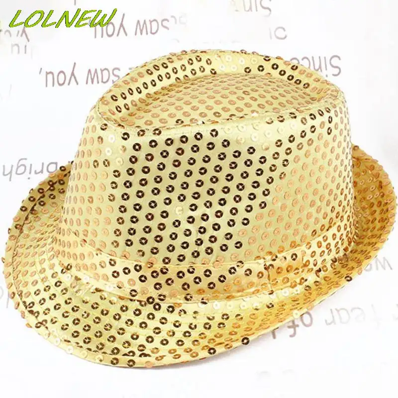 58cm Sequin Street Dance Korean Version Jazz Hat Solid Color Fashion Summer New Unisex Simple Performance Props Hat