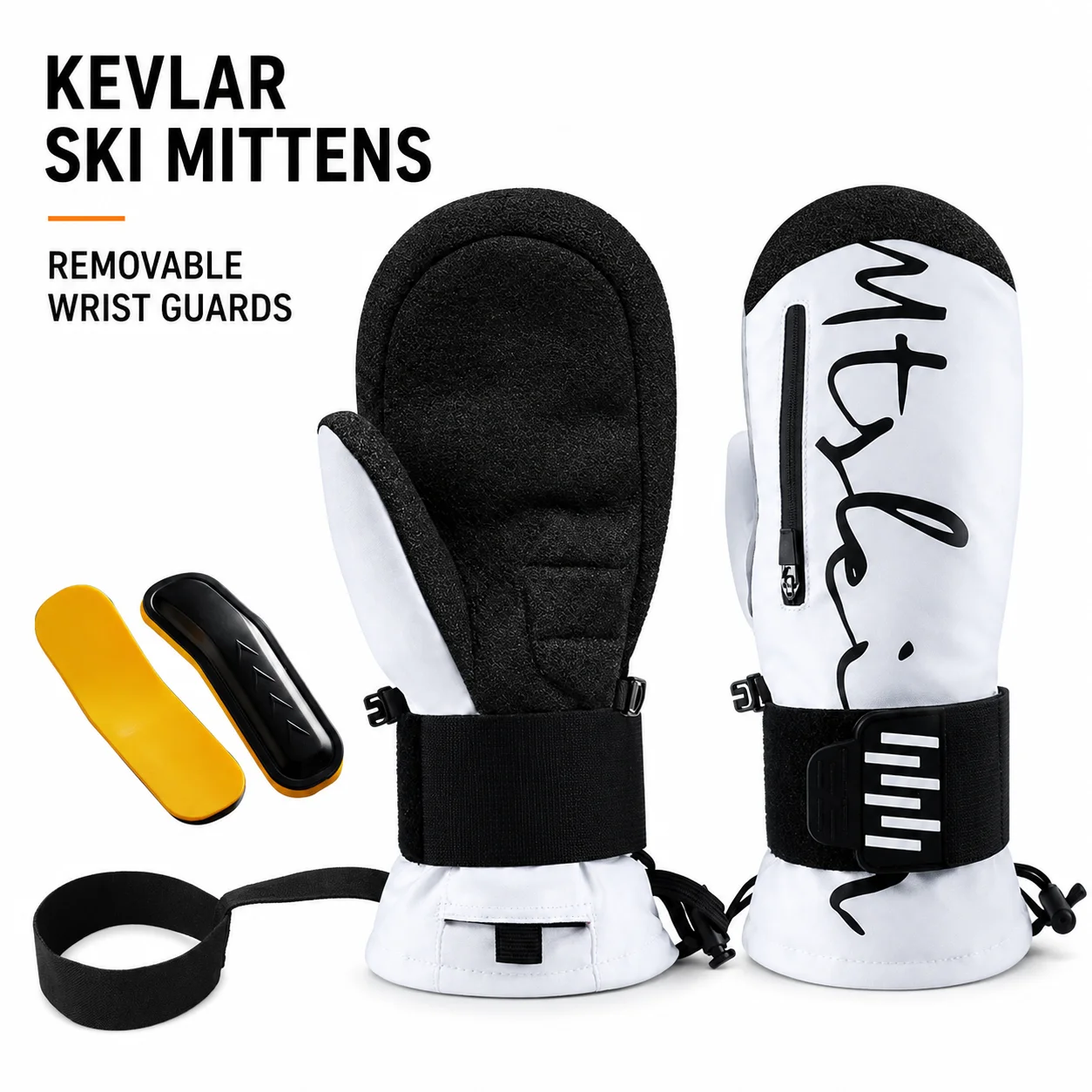 Kevlar Winter Cycling Ski Mittens Men Women Waterproof Windproof Thermal Lined Removable Wrist Support Snowboard Gloves