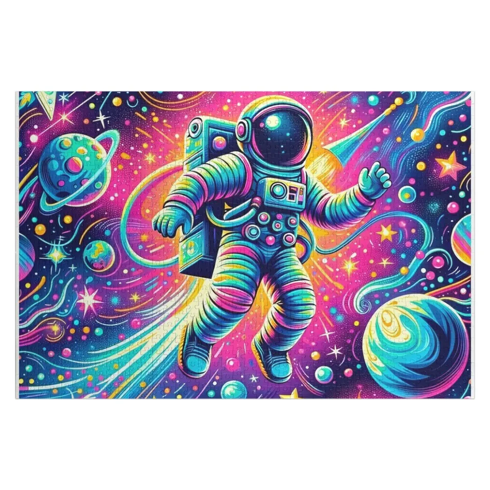 

Неоновый космический пазл с рисунком космонавта, персонализированные деревянные композиции для детей, головоломка