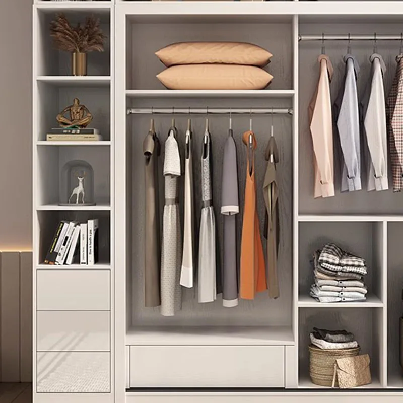 Dressers White Wardrobe Closet Wheel Sliding Door Italian Bed Heads Minimalist Filing Cabinets Vintage Armario Room Furniture image 5