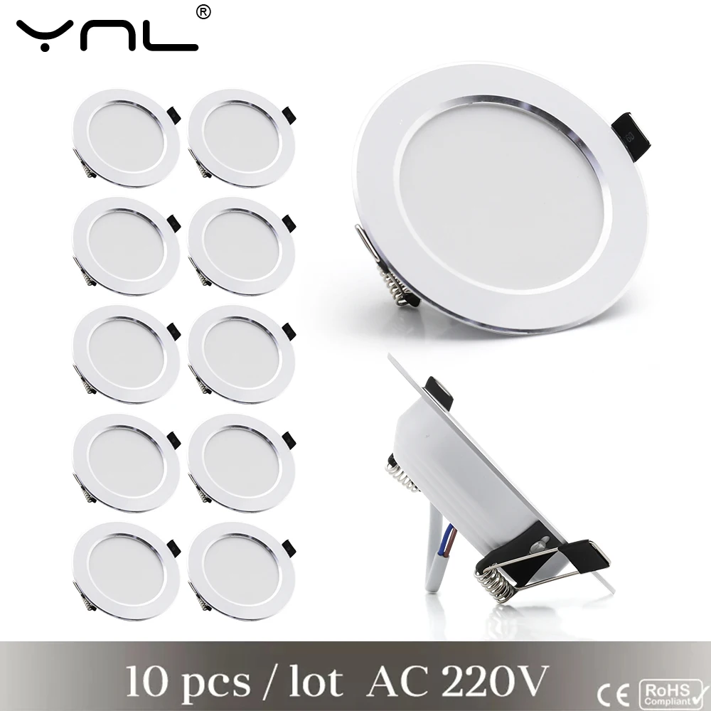 Ynl 10 pçs ponto luz led downlight redonda recesso lâmpada do teto 7w 9 12 15 18 220v led dowm luz led spotlight casa de banho