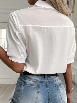 Summer Floral Embroidery Lace Blouse 5 Summer Floral Embroidery Lace Blouse Fashion Women V Neck Casual Shirt Chic Short Sleeve Hollow Out Tops Elegant Blusas 24350 5