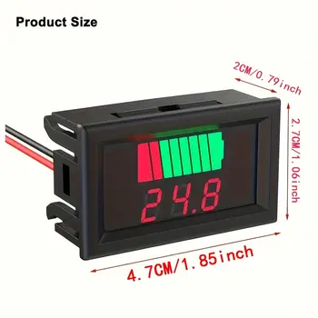 12V 24V 36V 48V 60V 汽車電瓶電量指示器 鋰電池容量表 測試器 LED顯示器 電壓表 12 最佳銷售 12V顯示屏 - №5