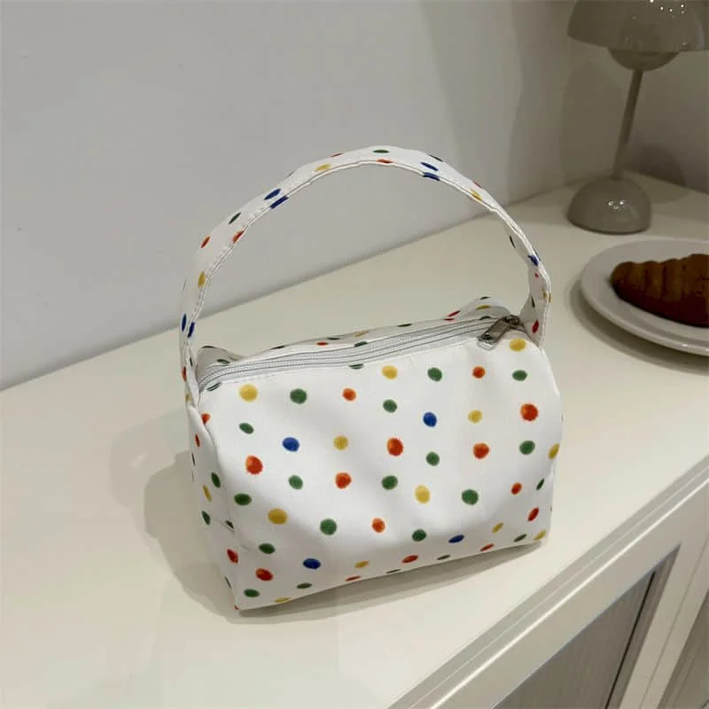 Ladies Cosmetic Bags Casual New Trend Korean Fashion Portable Funny Color Dots Bags Women Handbags Hot Selling Item Makeup Pouch