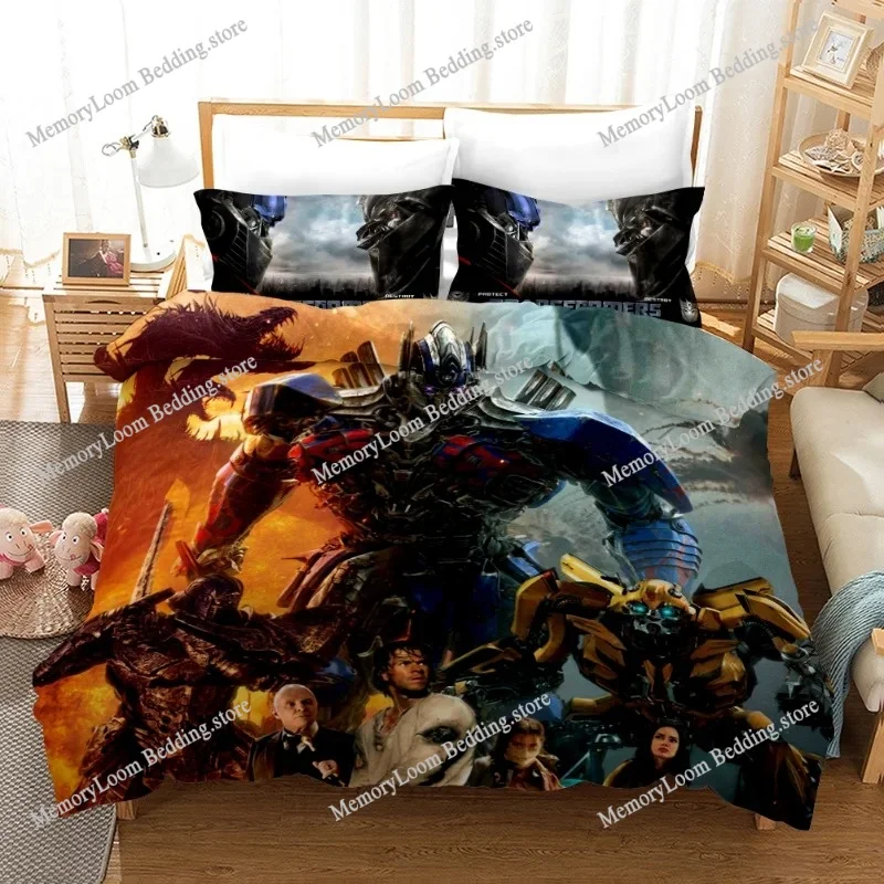 Transformation Bumblebee 3D Printed Duvet Case Pillowcase Bedding Set Twin Full Queen Size for Kids Bedroom Decor
