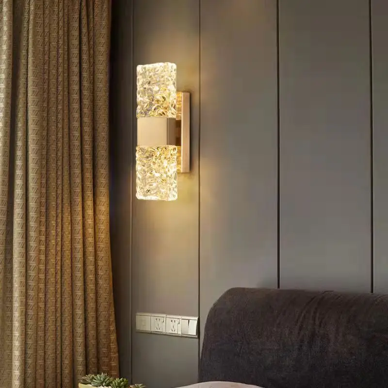 

Corrugated Crystal Wall Lamps Modern LED Lighting Indoor Wall Sconces Living Room TV Background Bedroom Aisle Home Decor Lustre