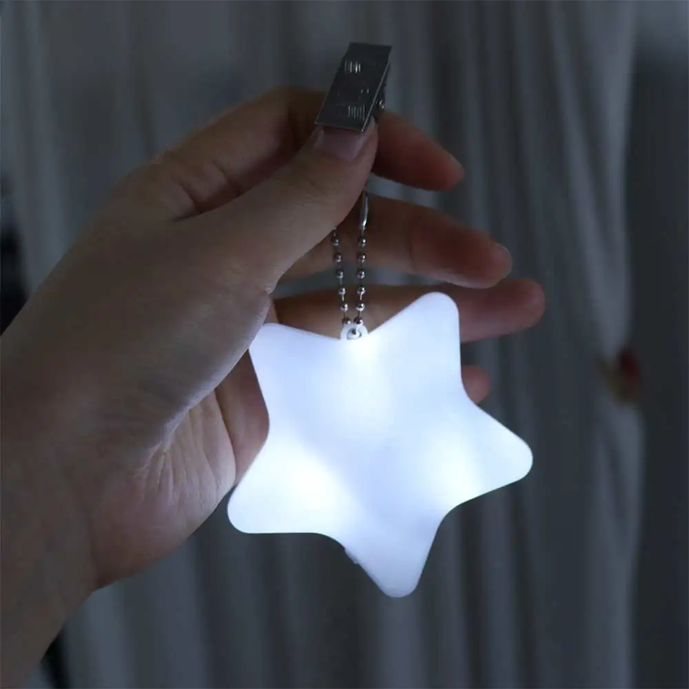 Automatic Activated Heart LED Light Star Shaped Backpack Decor Handbag Lamp Keychain Clip Touch Sensor Light Bag Lamp Bag Charm