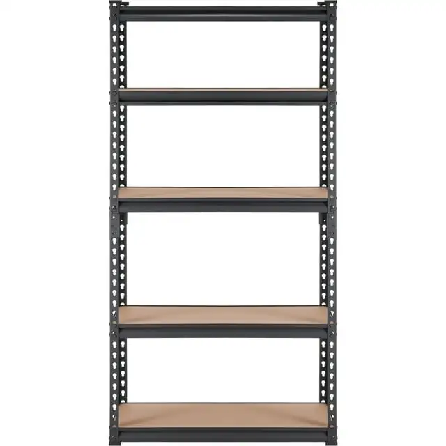 

SKYSHALO Garage Storage 5-Tier SPCC Carbon Steel, MDF Boards 33.86 x 3.54 x 12.60 Inches, Black