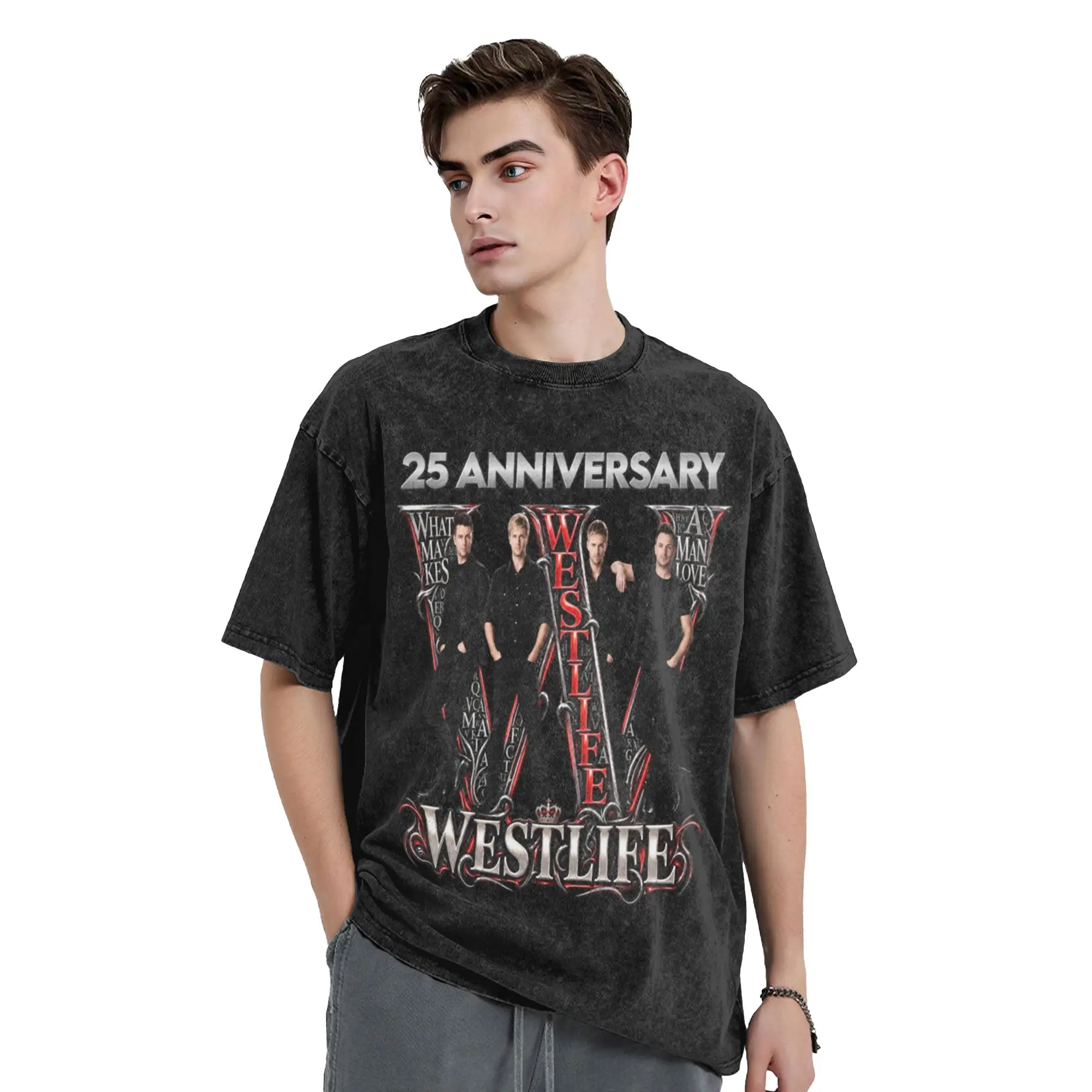 Westlife 25th Anniversary Tour 2026 Cotton T Shirts  Fashion Tee Shirt for Mens Summer Y2K Classic Pattern Tops