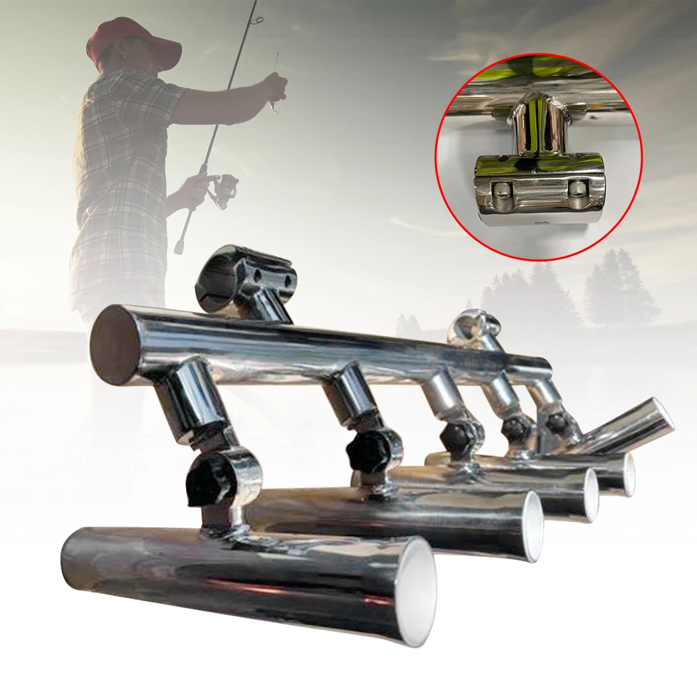 5 Rod T Top Holder |Fishing Console Boat T Top Rocket Launcher Stainless Steel