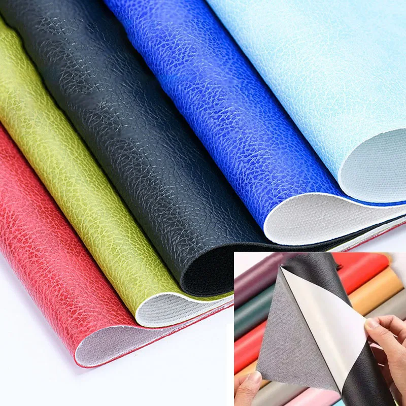 Self Adhesive Litchi Patterned Leather For Sofa Repair Patch Furniture Sticker Seat Bag Shoe Bed Fix Mend PU Artificial Leather