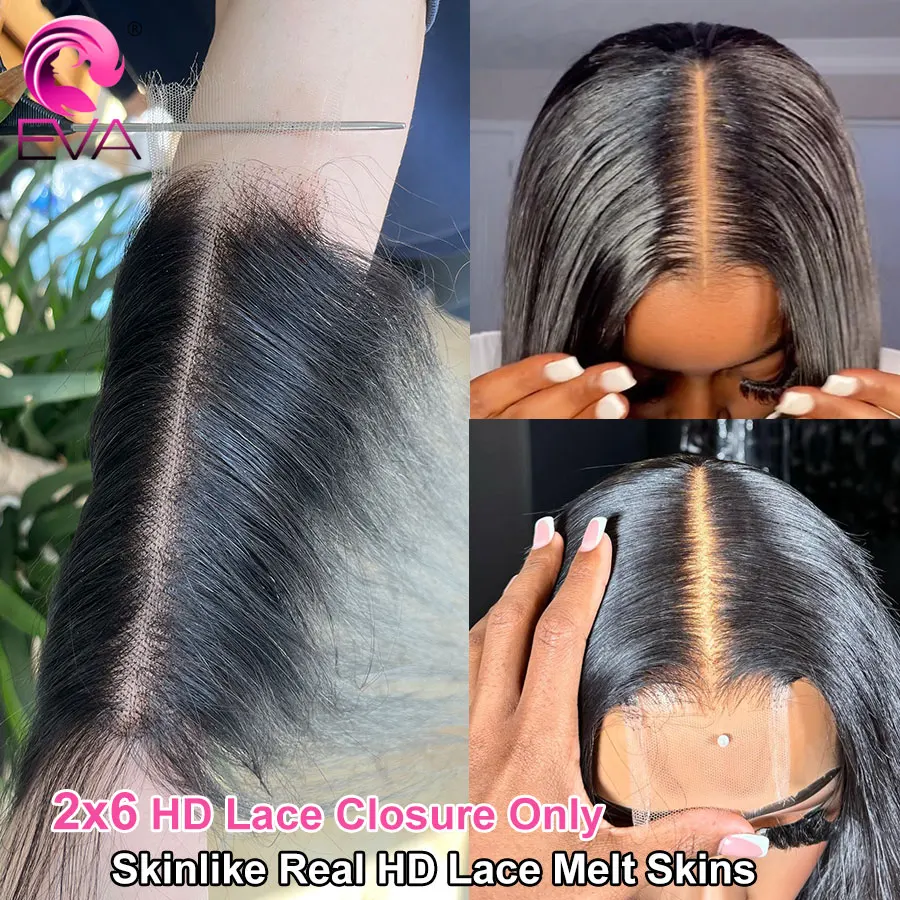 

Невидимая HD-заколка для волос Eva Hair 2x6 из 100% натуральных человеческих волос, предварительно выщипанная, 6 дюймов, с глубоким пробором, HD-кружево, предварительно выщипанные волосы