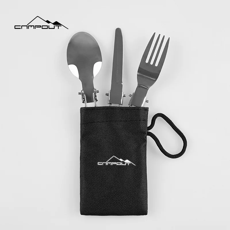 

Travel Cutlery Outdoor Camping Stainless Steel Knife, Fork and Spoon 3 Piece Portable Foldable Cookware Set