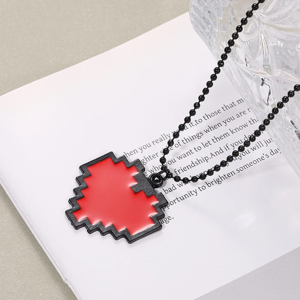 Neue Geometrie Rotes Herz Anhänger Halskette Paar Klassische Mode Vielseitig Punk Anime Zubehör Geschenke Großhandel