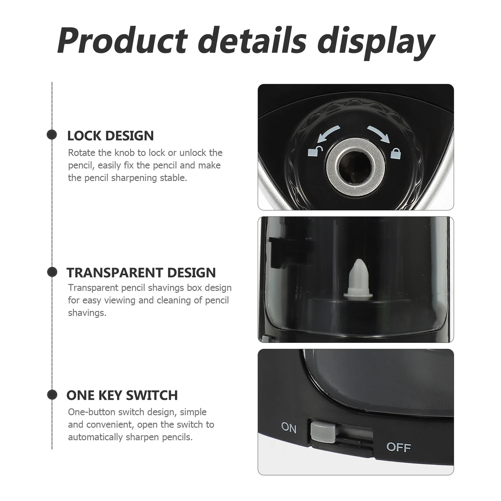 เครื่องเหลาดินสออัตโนมัติขนาดเล็ก เครื่องเหลาดินสอไฟฟ้าสำหรับนักเรียน ดีไซน์พกพา ใช้งานได้หลากหลาย