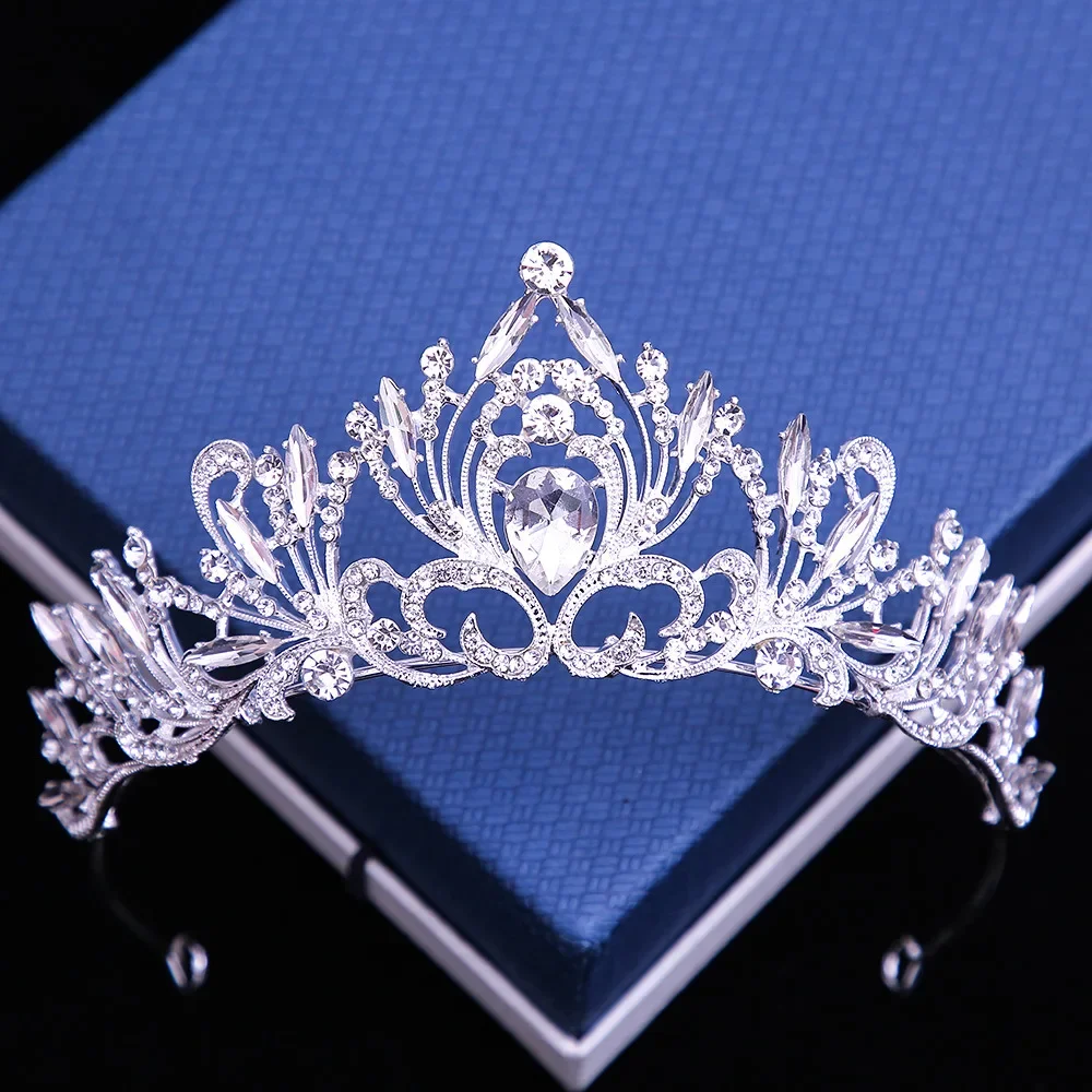 9 Colors Elegant Korean Girls Crystal Tiara Crown For Women Party Wedding Princess Rhinestone Bridal Crown Hair Jewelry