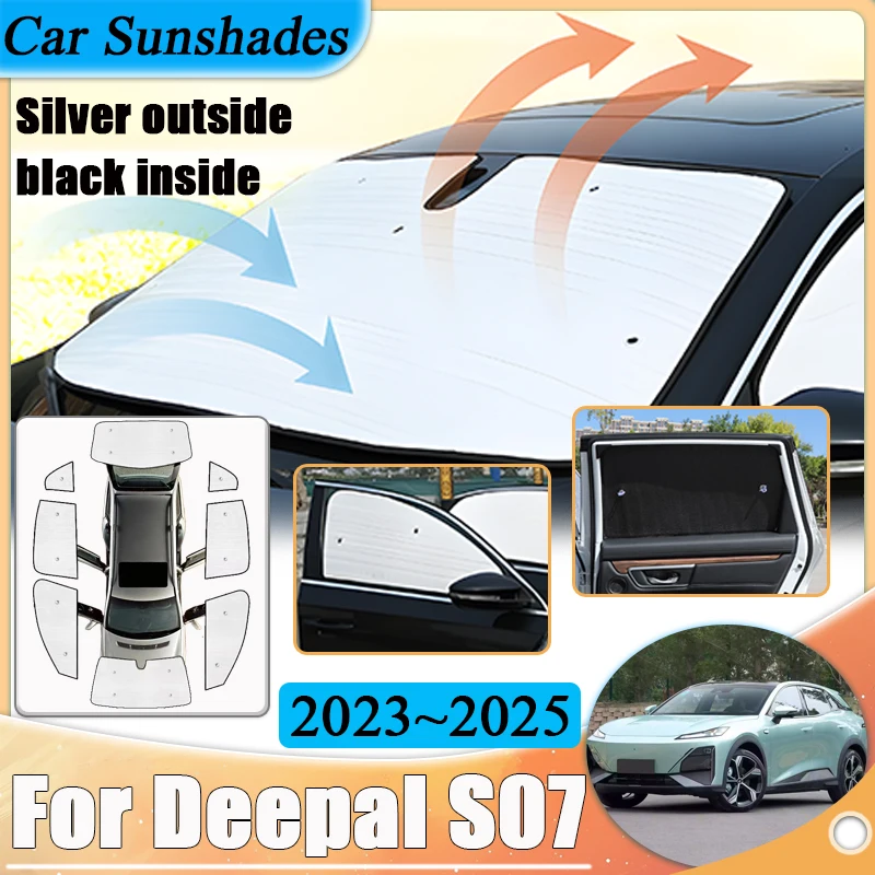 

Car Window Shading Covers For Deepal S07 S7 2023 2024 2025 Black Slivr Sunscreen Anti-UV Sun Protect Sunshades Auto Accessories