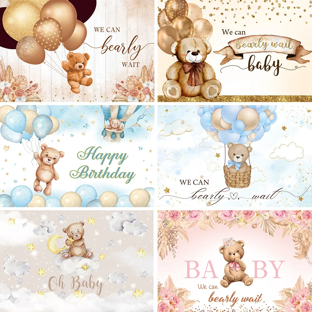 

Kid Backdrops For Photography Teddy Bear Baby Shower Customized Poster Birthday Party Photocall Photographic Background Personal