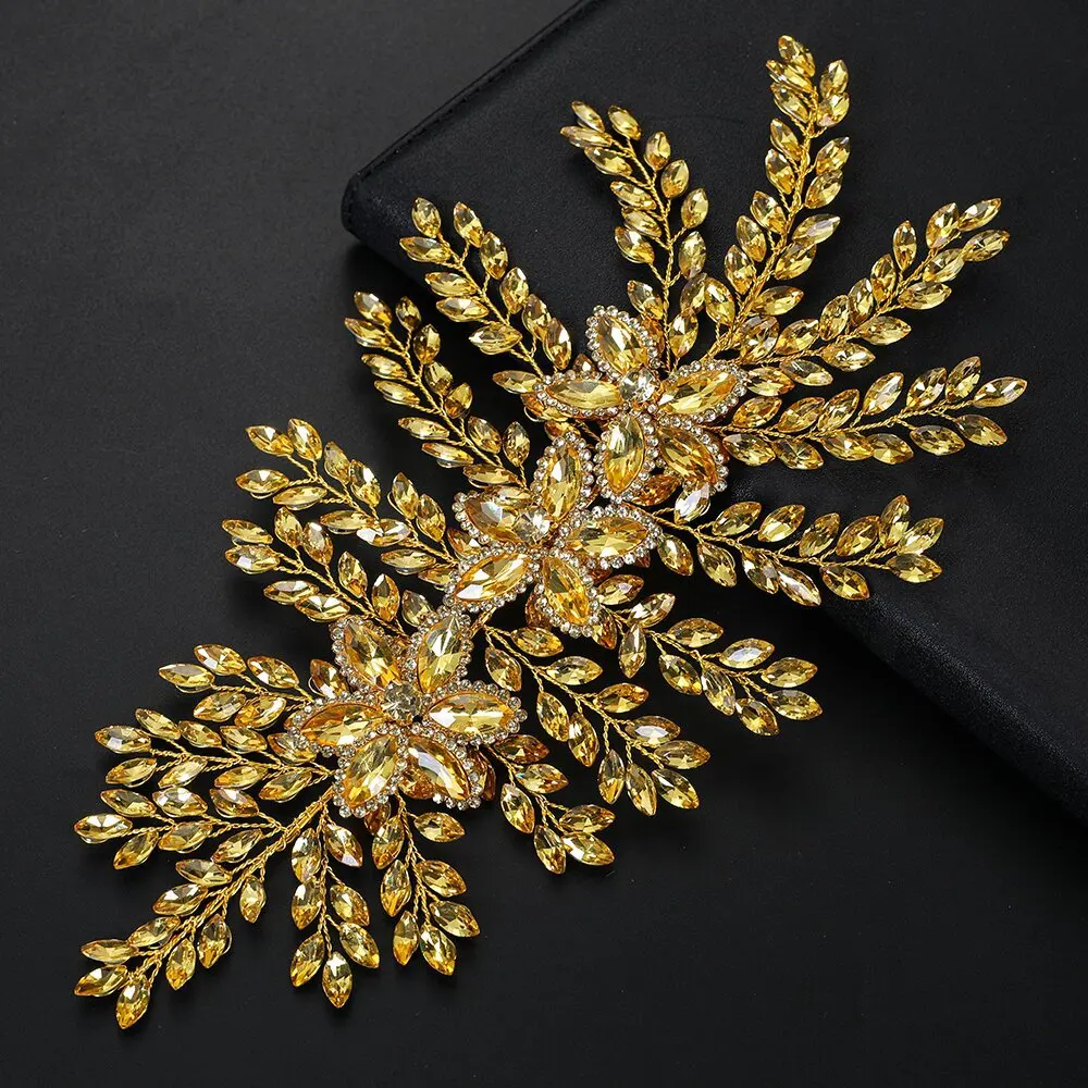 SLBRIDAL Handgefertigte bunte Strass-Kristalle, florale Braut-Tiara, Stirnband, Kopfschmuck, Damenschmuck, Haarschmuck – Detail 11