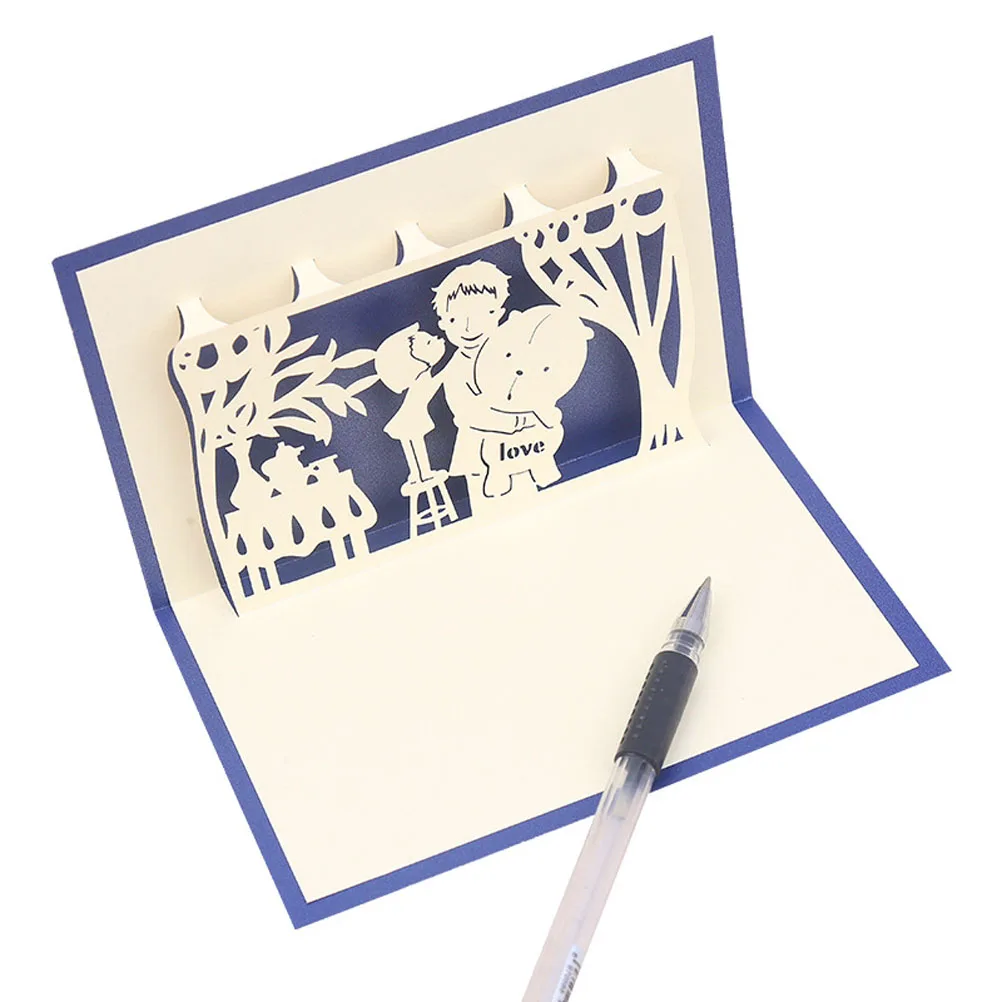 

1Pc 3D Stereoscopic Greeting Card Handmade Paper Carving for Father's Day Birthday Gift Creative Up Gift Card