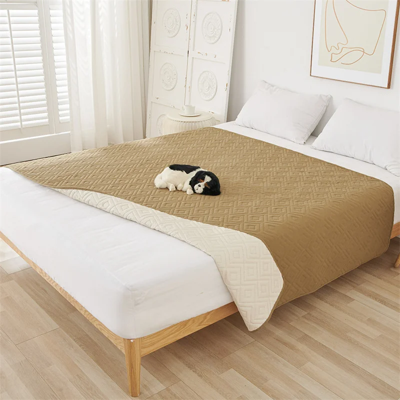 

Water Repellent Pets Blanket Bed Mattress Anti-slip Bedspread Cover Solid Color Double Pads Home Dog Mattress Sofa Protector