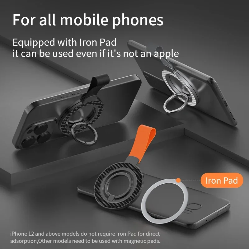 

Magnetic Finger Holder Phone Grip Kickstand for iPhone 17 16 15 14 13 12 For Magsafe 360° Rotation Removable Stand