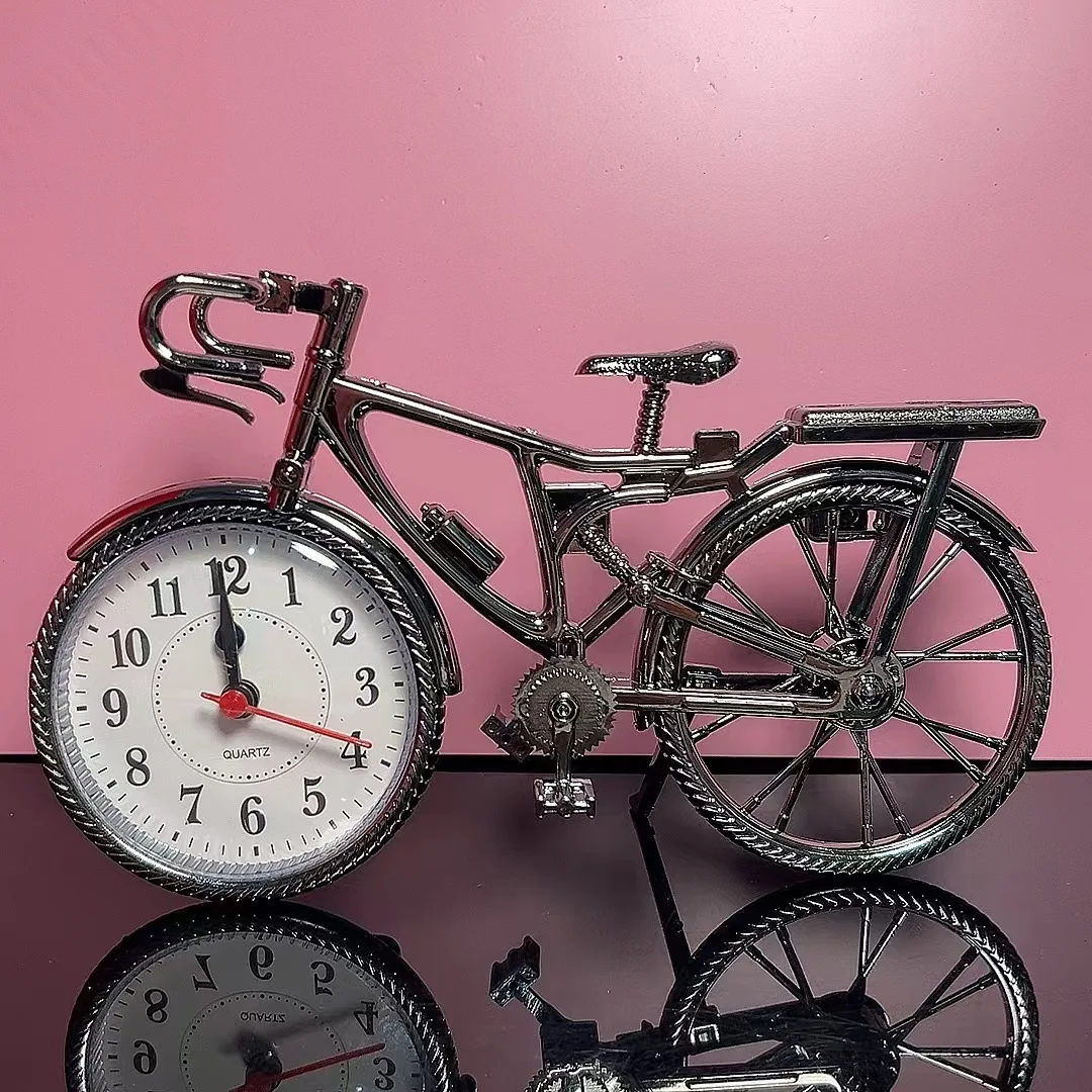 Retro Numeral Bicycle Shape Creative Table Alarm Clock Home Living Room Decoration Bedside Clock Desktop Display Crafts Gift