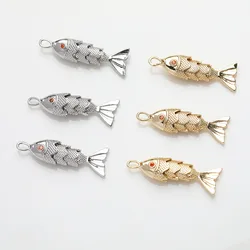2PCS14K Gold Plated Small Fish Pendant Jewelry DIY Making Supplies Brass Material Accessories