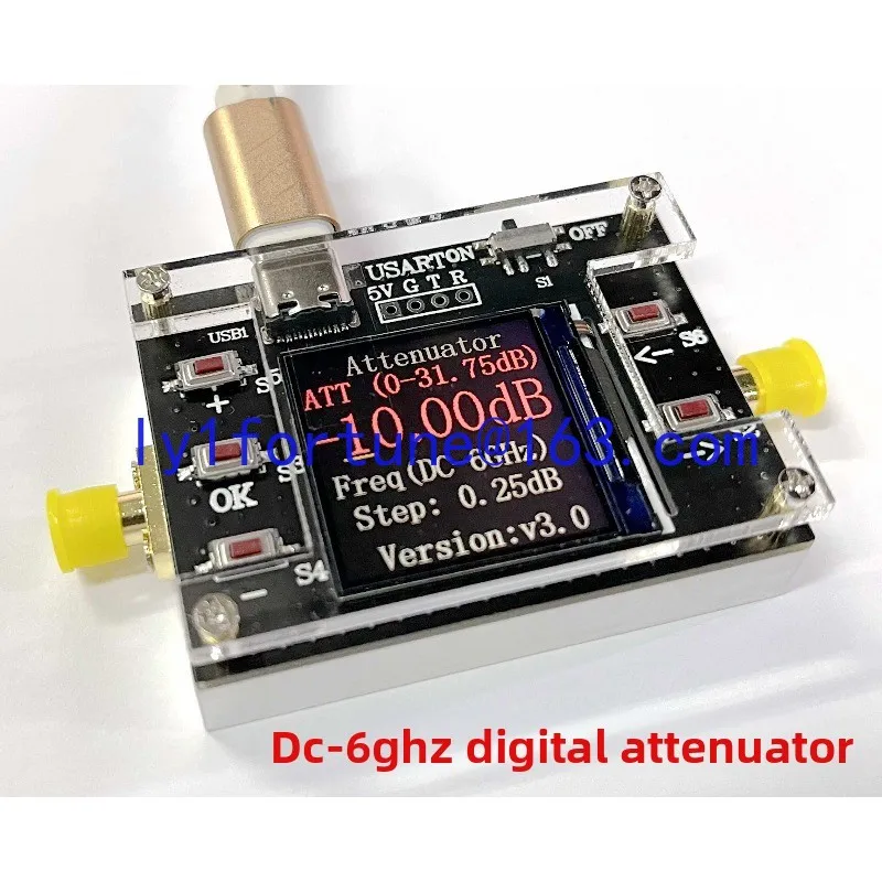 TYPE-C 6G digital programmable RF attenuator 30DB TFT display CNC shell supports communication