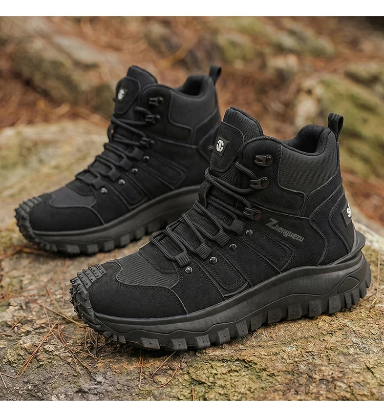 Herren-High-Top-Wanderstiefel in großen Größen, modisch, mit komfortablem Futter, flexibler und dicker Sohle, hervorragendem Grip, geeignet für Outdoor-Wanderungen, Trekking, Camping und andere Aktivitäten. – Detail 20