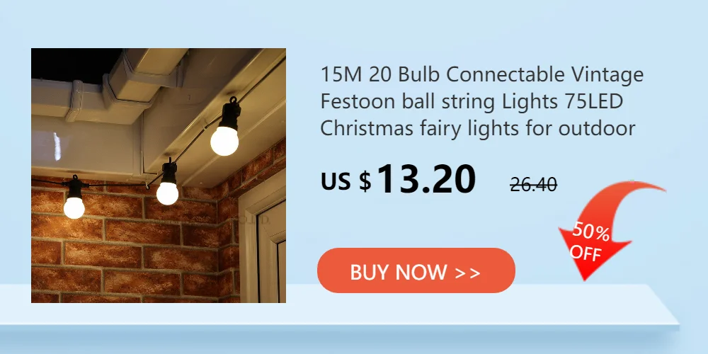 25M 25 LED Bulb String Lights Waterproof Connectable Christmas Holiday Lights Outdoor Party Wedding Christmas Garland Decoration