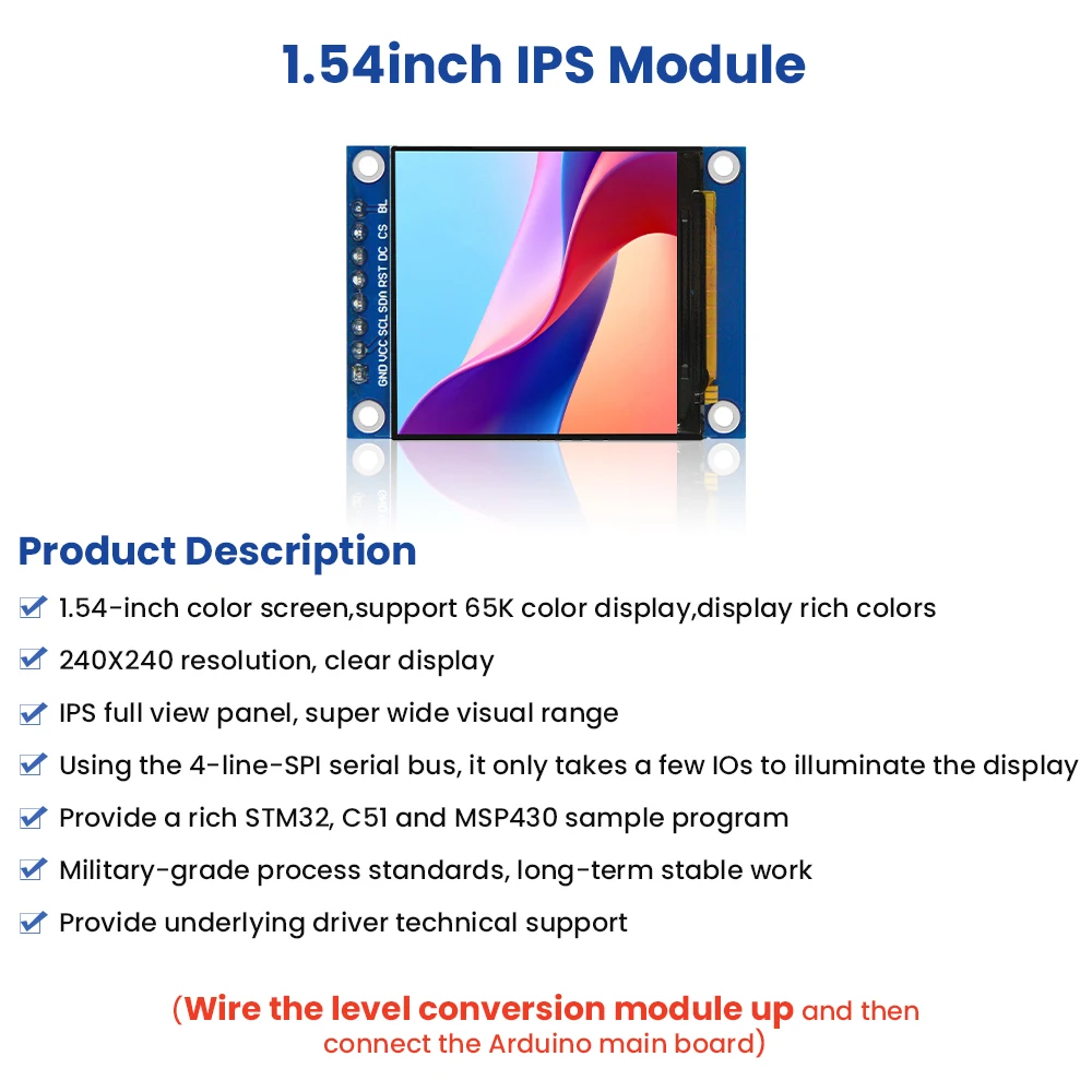 1.54 inch TFT Screen IPS Full-view Display 240*240 ST7789 Driver 65K Color Screen 4-wire SPI Serial Compatible C51/STM32/ESP32