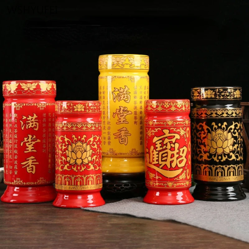 

1PC ceramics Incense tube Buddhist temple supplies Temple Sacrifice pray for auspiciousness Flower arrangement feng shui