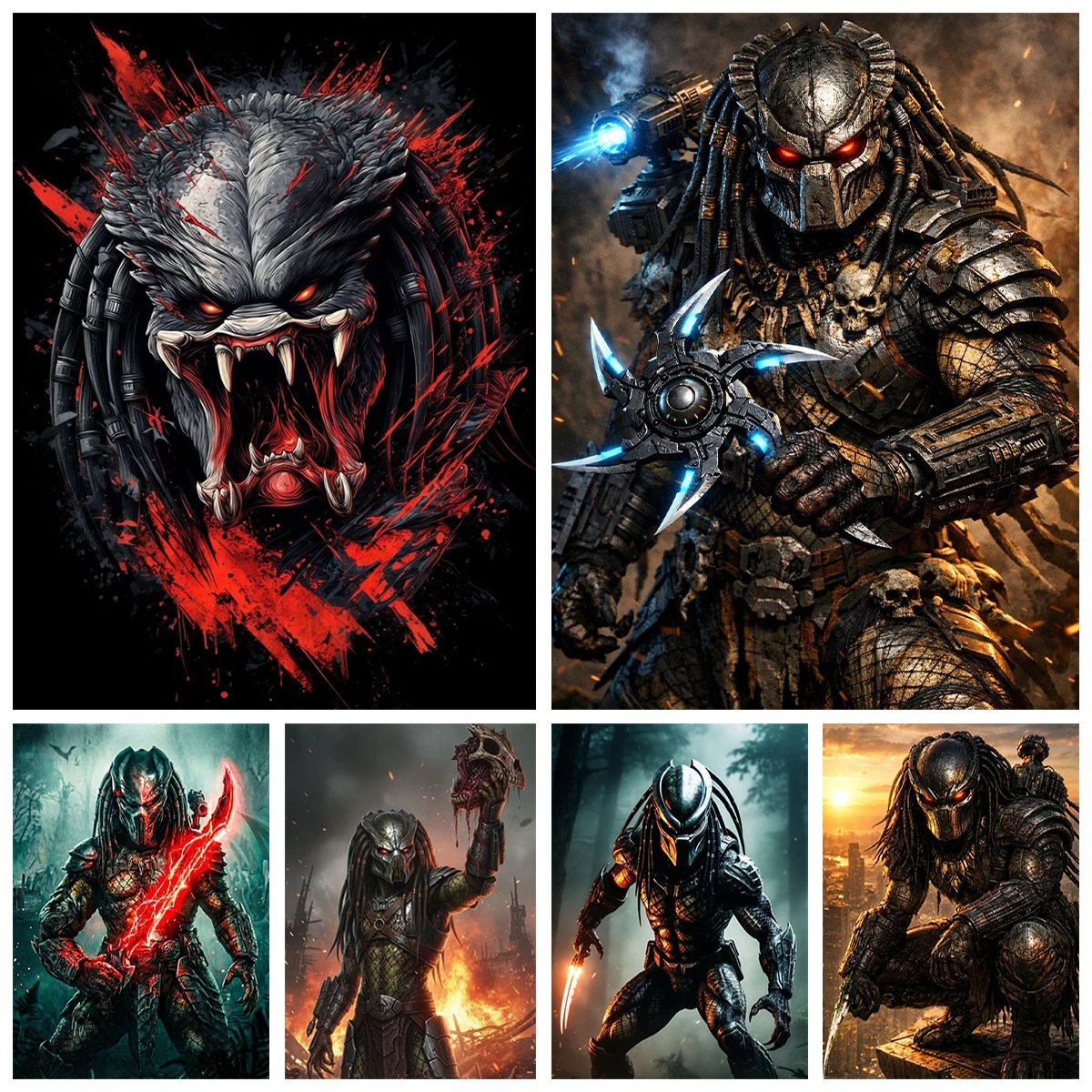 P-Predator 5D Diamond Painting Classic Action Horror Movies Diy Diamond Embroidery Exquisite Room Home Wall Decor Fan Gift