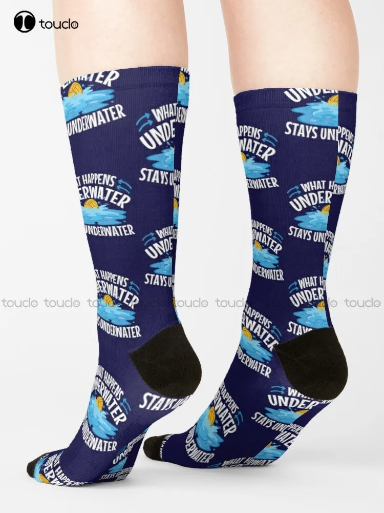 Water Polo What Happens Underwater Stays Underwater Socks Socks Street Skateboard Socks Streetwear 360° Digital Print Gd Hip Hop