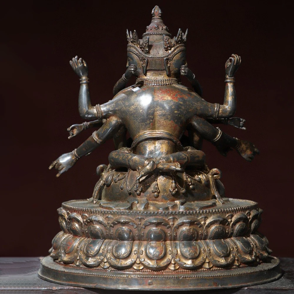 Brass Gilt Tibetan Yab Yum Bliss Buddha Double Statue Home Altar Desktop Feng Shui Decor