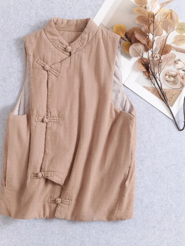 本物の手作りコットンリネンスタンドカラーレトロジャケット新作2024年冬スレ純正品通勤スレシングルボタン