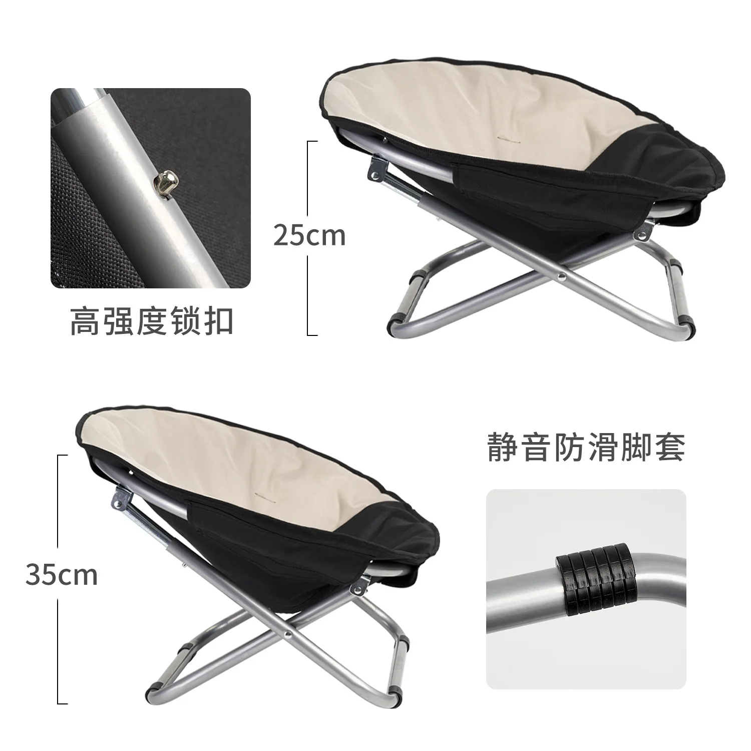 Waterproof Portable Folding Pet Chair, Round Elevated Cat Bed, Puppy Papasan Chair, Pet Moon Bed